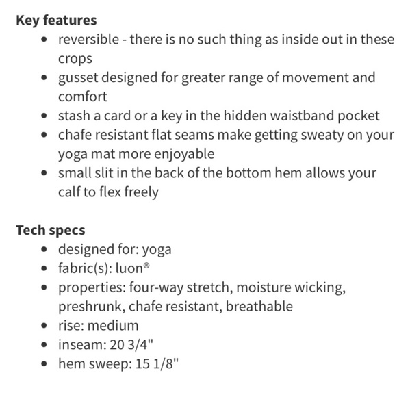 Lululemon ‘Gather and Crow’ Crops - Denim/Heathered Split Pea- Size 6 - Picture 10 of 10